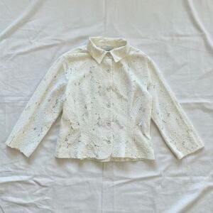 Cabi #5162 Spring Portrait White Floral Lace Shirt Jacket Womens Medium